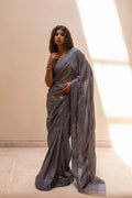 Grey Gota Patti Chinon Saree