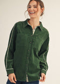 Growing Pains Cord Top - Pine Green