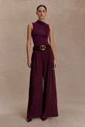 Hadleigh Sleeveless Slinky Top - Burgundy