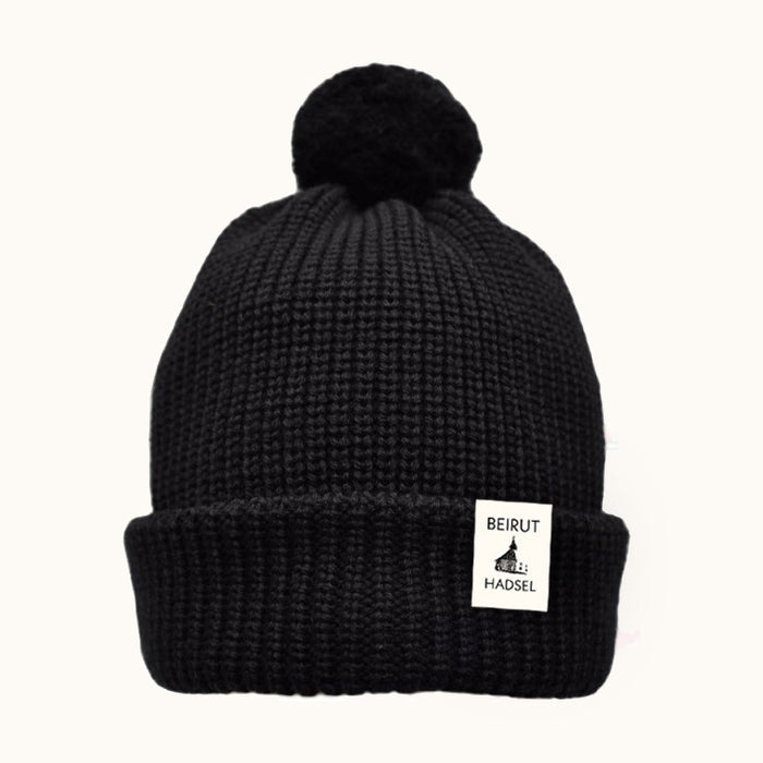 Hadsel Black Pom Pom Beanie - Bingo Merch