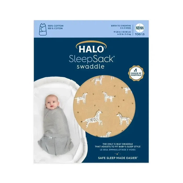 Halo - 100% Cotton Sleepsack Swaddle-2-in-1 Swaddles-Serengeti Zebra / 0-3M-0-3M-Posh Baby