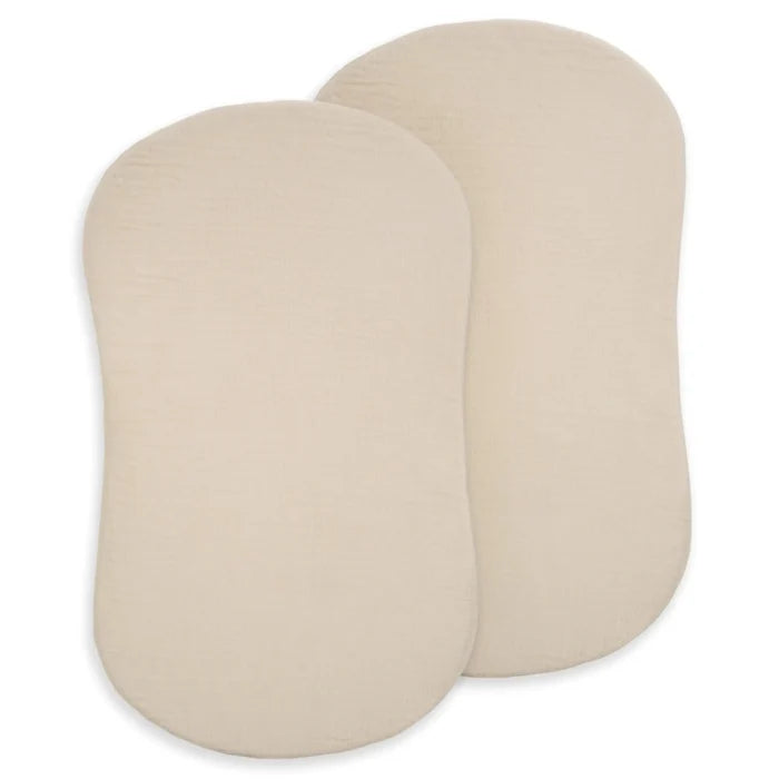 Halo - BassiNest® Organic Cotton Muslin Fitted Sheet 2PK - Oat