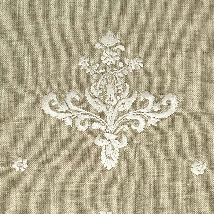 Hand Embroidered Linen Guest Towel -  Ornament on Natural