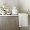 Hand Embroidered Linen Guest Towel  - Ornament on White