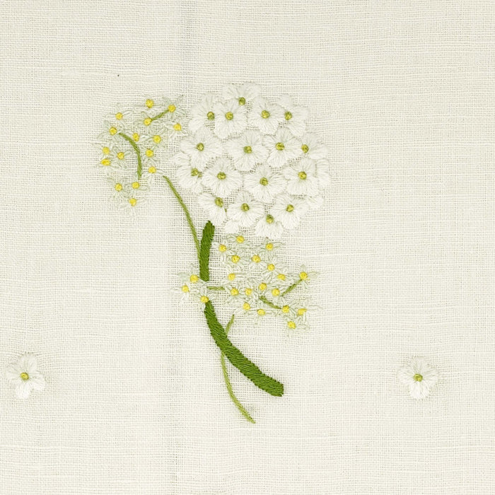 Hand Embroidered Linen Guest Towel – Hydrangea on White