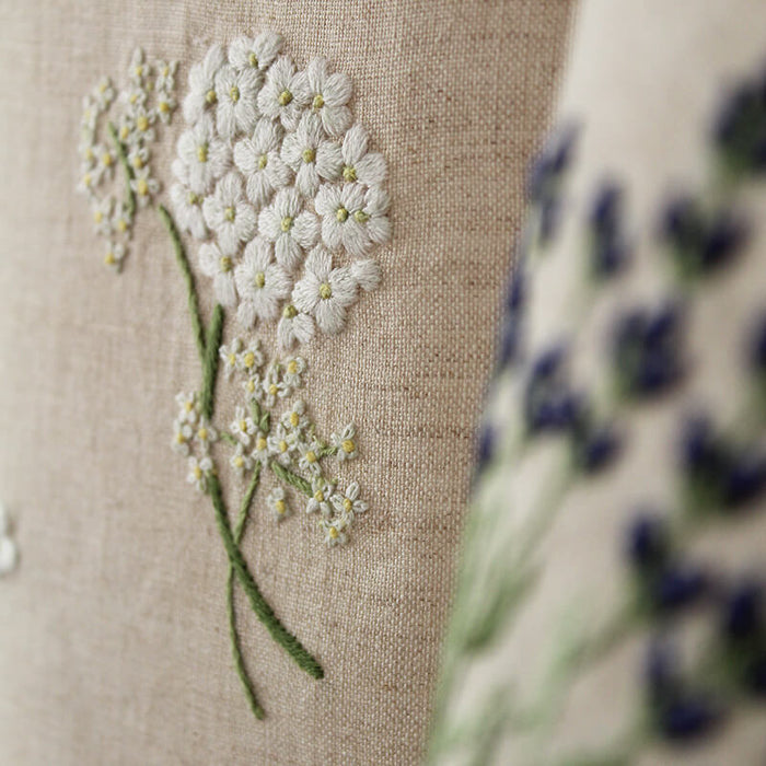 Hand Embroidered Linen Guest Towel – Hydrangea on White