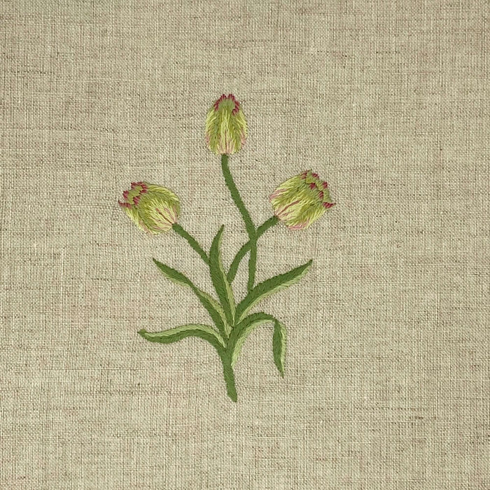 Hand Embroidered Linen Guest Towel – Tulip on Natural