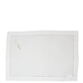 Hand Embroidered Linen Placemats Hydrangea White