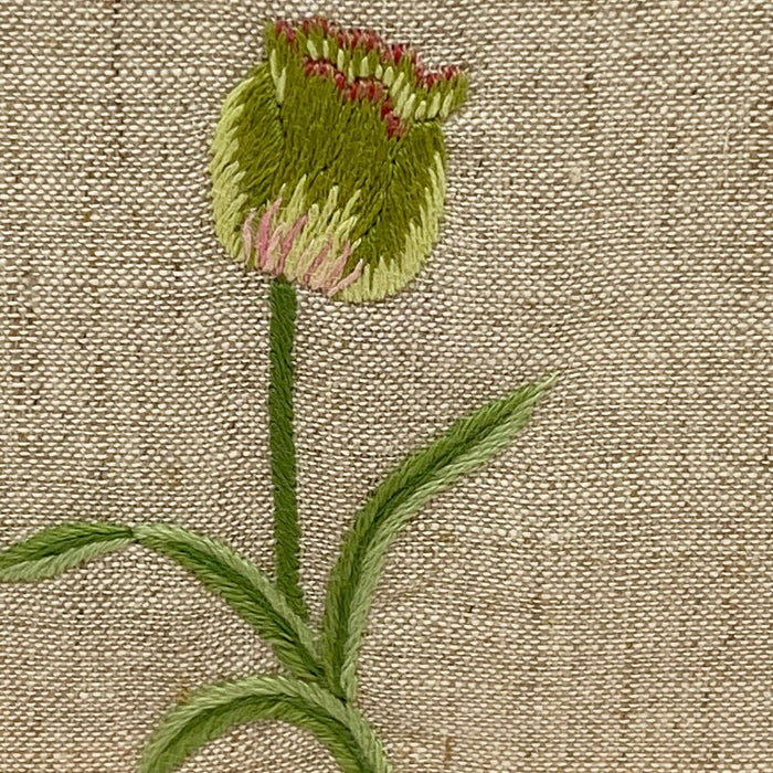Hand Embroidered Linen Tissue Box Cover - Tulip Natural