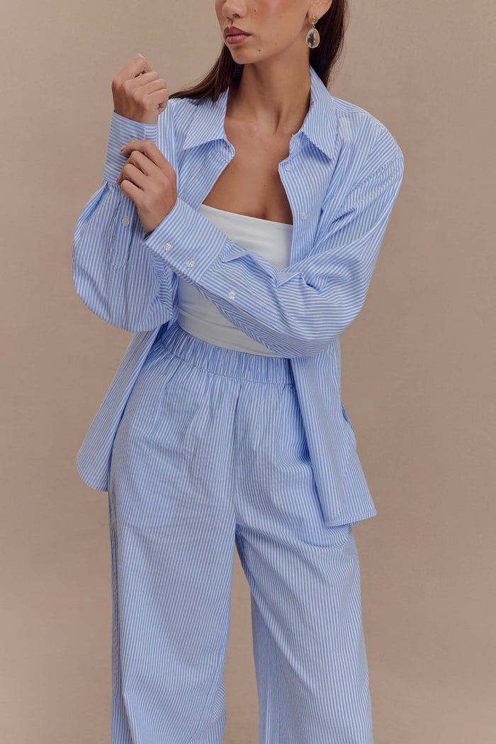 Hansen Oversized Shirt - Blue Pinstripe