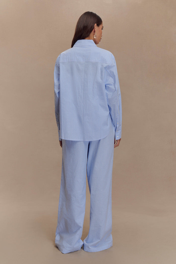 Hansen Oversized Shirt - Blue Pinstripe