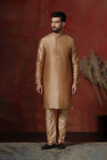 Hard Beige Dupion Solid Kurta Set