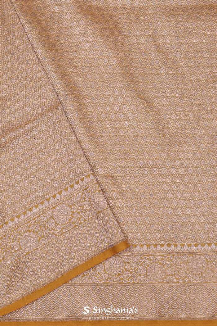 Harvest Gold Yellow Banarasi Saree With Floral Jaal