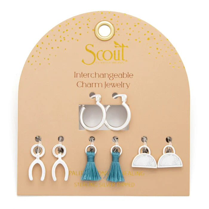 Healing Interchangeable Charm Earrings in Opalite Silver - Madison's Niche