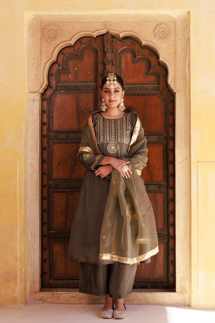 Heavy Brown Uppada Silk Kurta Set