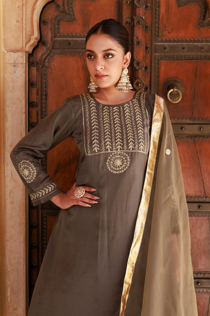 Heavy Brown Uppada Silk Kurta Set