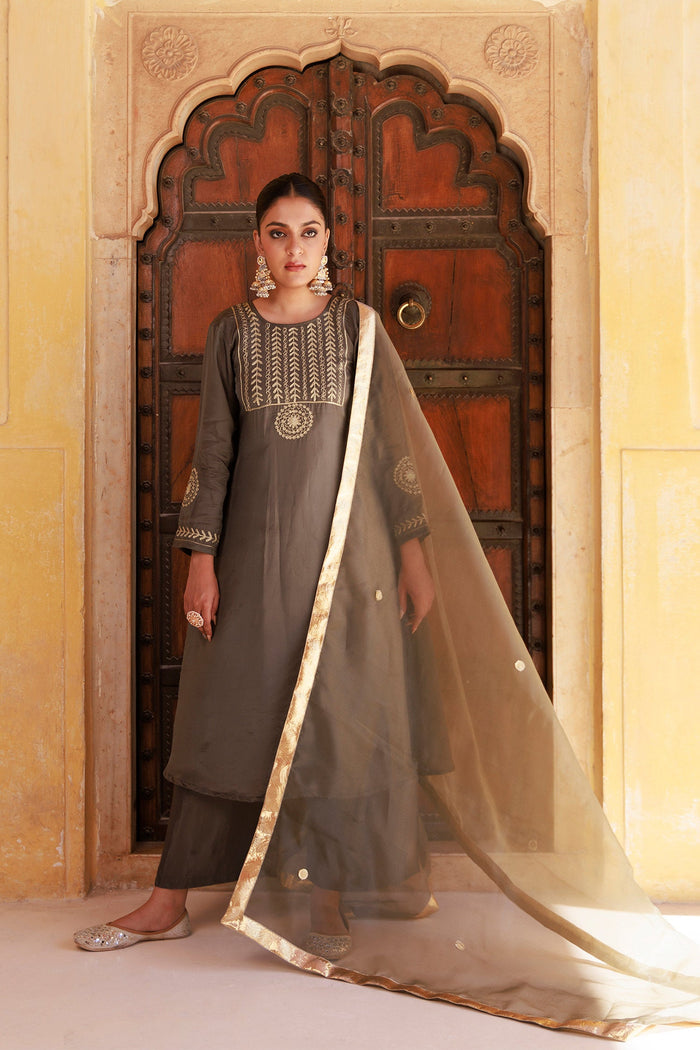 Heavy Brown Uppada Silk Kurta Set