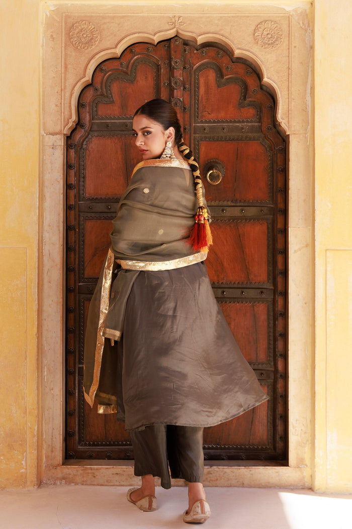 Heavy Brown Uppada Silk Kurta Set