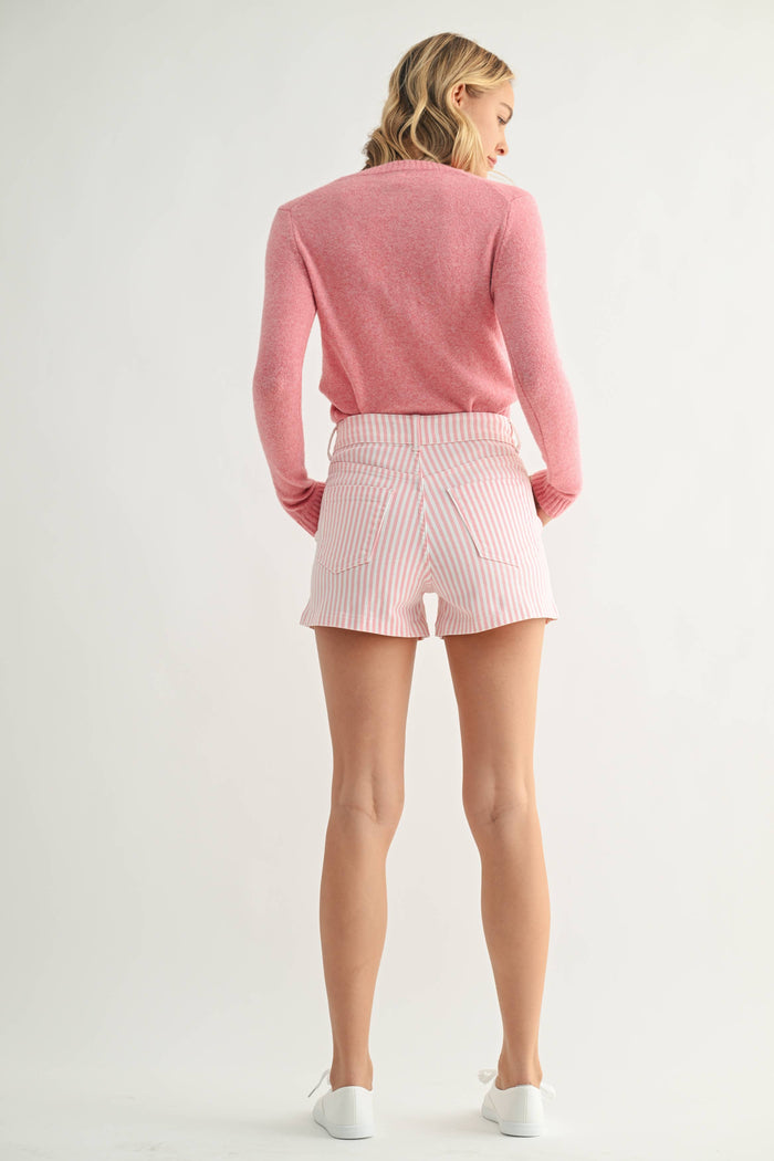 High Rise Utility Cargo Short - BH404J - Pink Stripe