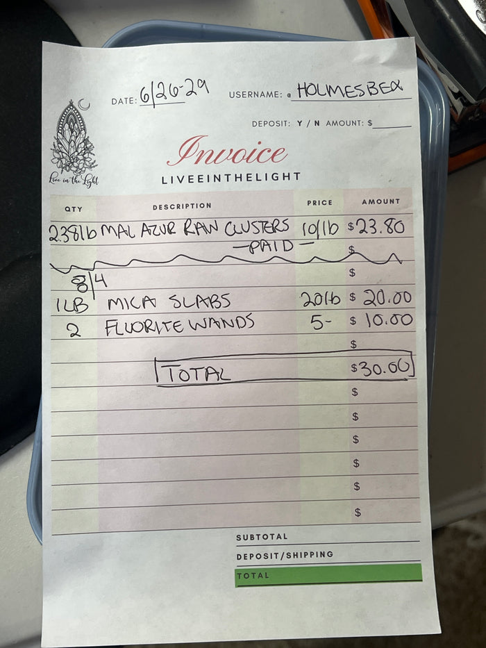 @holmesbex Wholesale Live Sale Invoice *UPDATED*