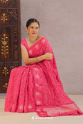<img> Hot Pink Bandhani Silk Saree