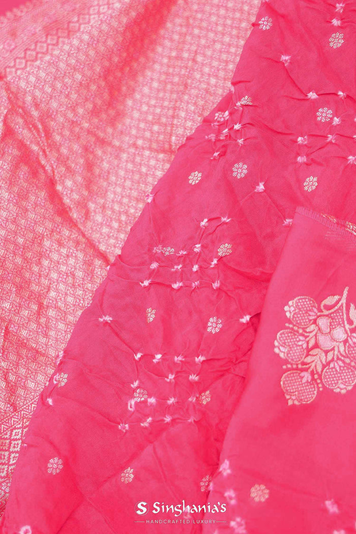 <img> Hot Pink Bandhani Silk Saree