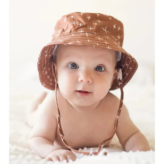 Huggalugs - UPF 50+ Bucket Hat - Brown Cross Hatch