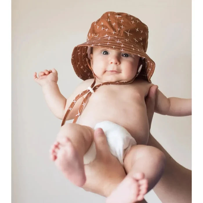 Huggalugs - UPF 50+ Bucket Hat - Brown Cross Hatch