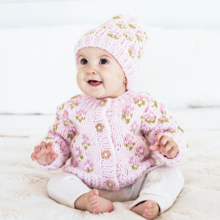 Huggalugs Beanie Hat in Blush Bitty Blooms