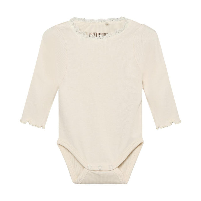 HutteliHut - Modal Ribbed Bodysuit - Cream-Onesies-0-3M (1M)-Posh Baby