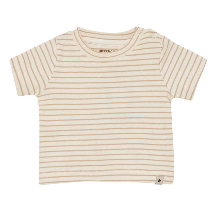 HutteliHut - Organic Short Sleeve Tee - Cream Stripe-Short Sleeves-0-3M (1M)-Posh Baby