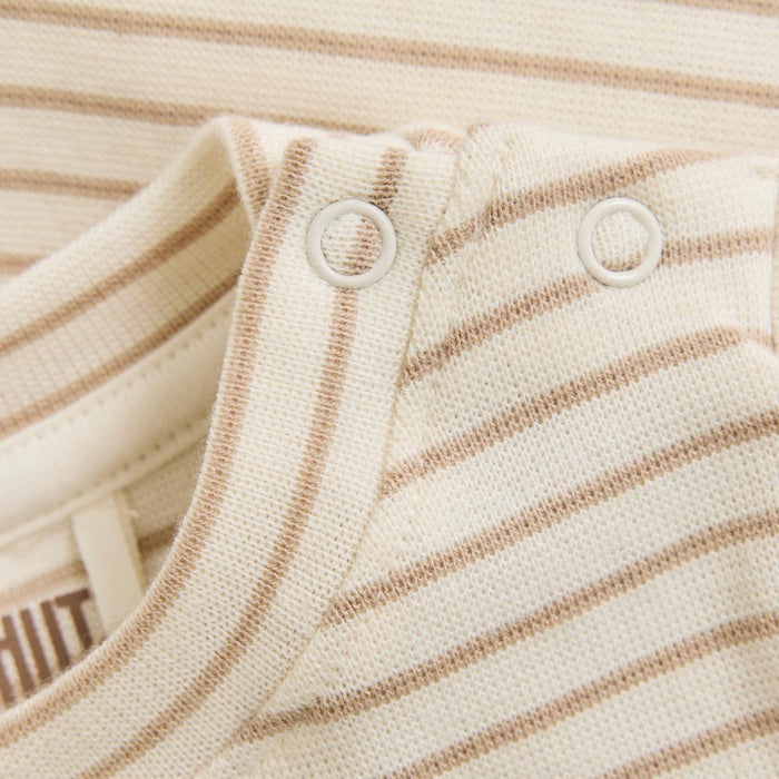 HutteliHut - Organic Short Sleeve Tee - Cream Stripe-Short Sleeves-0-3M (1M)-Posh Baby