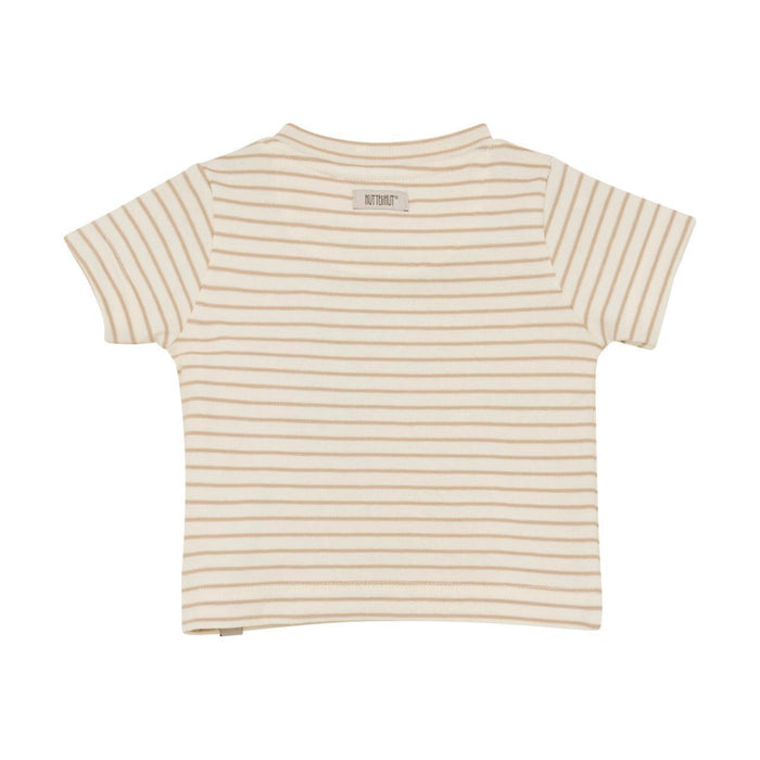 HutteliHut - Organic Short Sleeve Tee - Cream Stripe-Short Sleeves-0-3M (1M)-Posh Baby