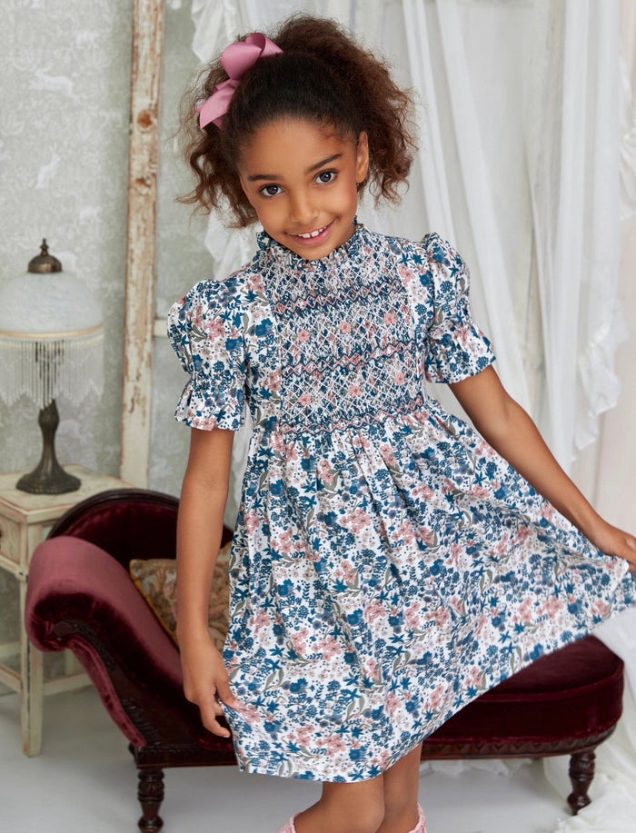 Hyacinth Floral Handsmocked Dress