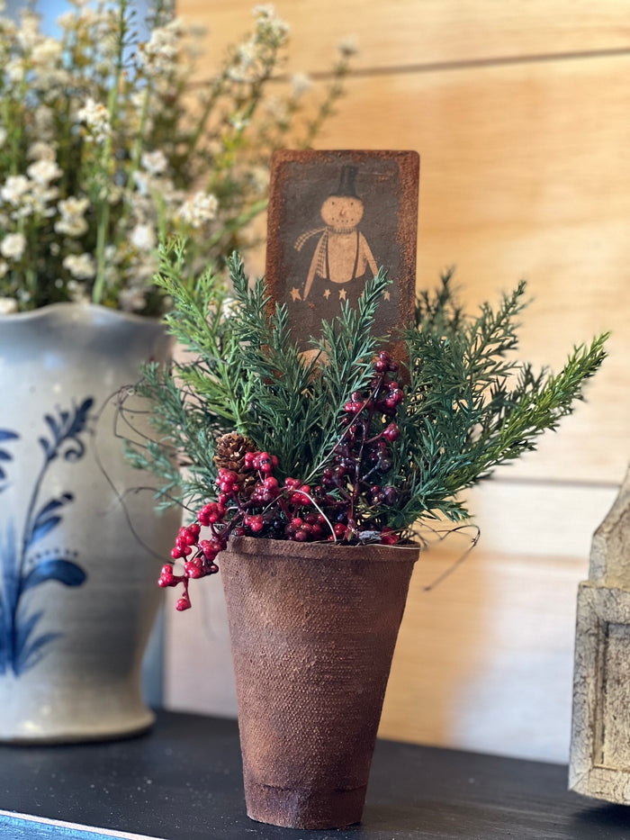 Holiday Cinnamon Pot - Snowman w/ Overalls