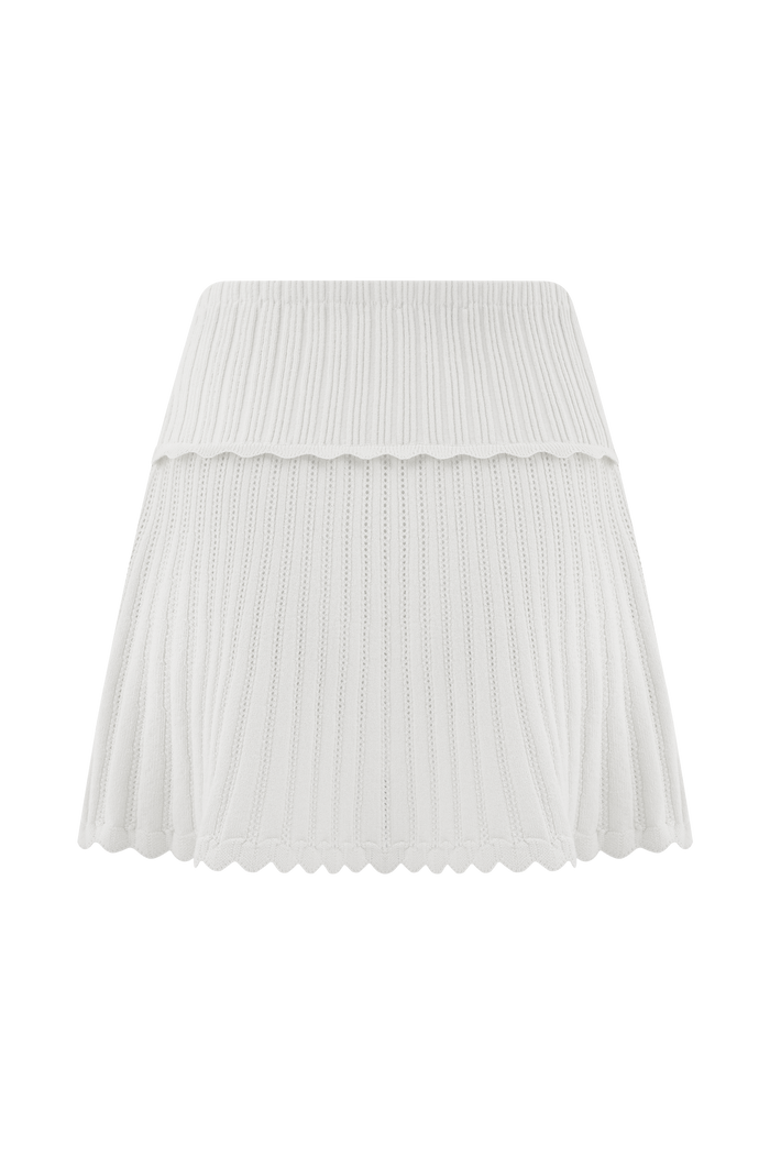 Indy Pointelle Knit Mini Skirt - Ivory