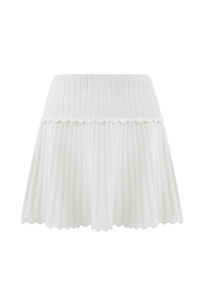 Indy Pointelle Knit Mini Skirt - Ivory