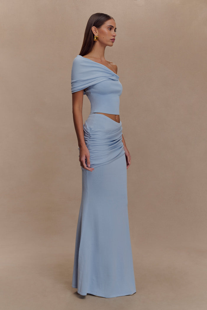 Irene Gathered Knit Top - Blue