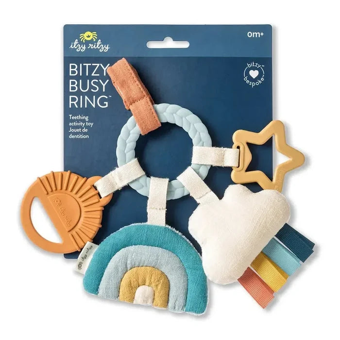 Itzy Ritzy - Bitzy Busy Ring Teething Activity Toy - Cloud-Attachable Toys-Posh Baby