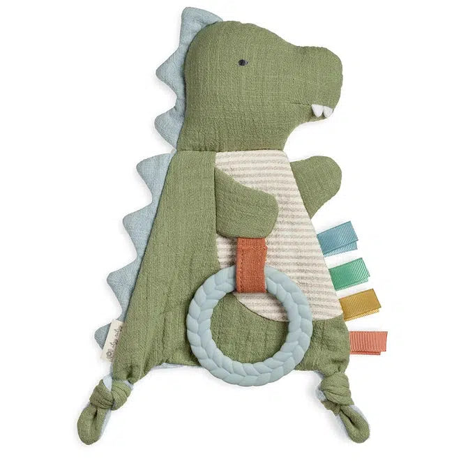 Itzy Ritzy - Bitzy Crinkle Sensory & Teether Toy - Dino-Lovey + Security Blankets-Posh Baby
