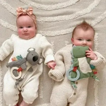 Itzy Ritzy - Bitzy Crinkle Sensory & Teether Toy - Dino-Lovey + Security Blankets-Posh Baby