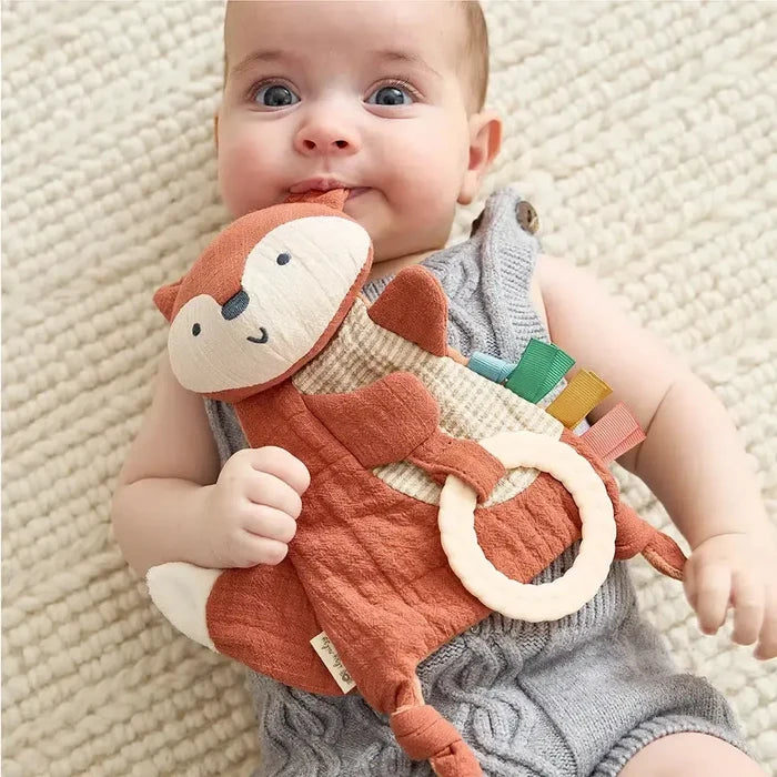 Itzy Ritzy - Bitzy Crinkle Sensory & Teether Toy - Fox-Lovey + Security Blankets-Posh Baby