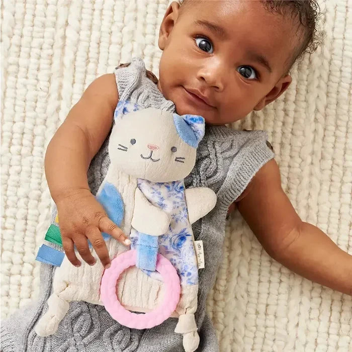 Itzy Ritzy - Bitzy Crinkle Sensory & Teether Toy - Kitty-Lovey + Security Blankets-Posh Baby