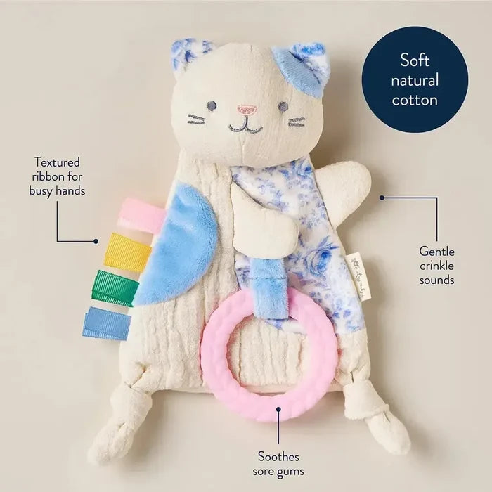 Itzy Ritzy - Bitzy Crinkle Sensory & Teether Toy - Kitty-Lovey + Security Blankets-Posh Baby