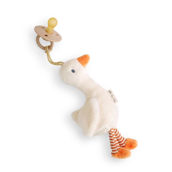 Itzy Ritzy - Bitzy Pal Natural Rubber Pacifier & Plush-Pacifiers + Clips-Goose-Posh Baby