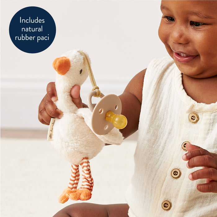 Itzy Ritzy - Bitzy Pal Natural Rubber Pacifier & Plush-Pacifiers + Clips-Bear-Posh Baby