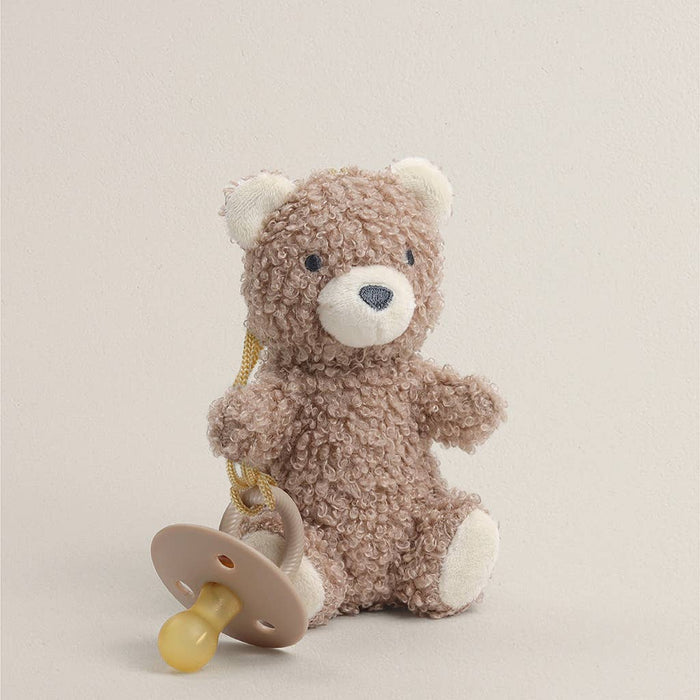 Itzy Ritzy - Bitzy Pal Natural Rubber Pacifier & Plush-Pacifiers + Clips-Bear-Posh Baby