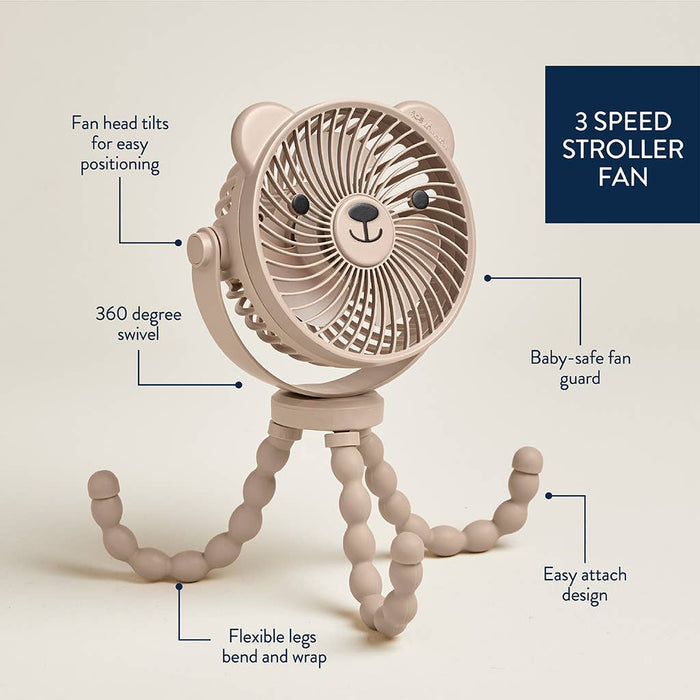 Itzy Ritzy - Itzy Breeze Stroller Fan - Taupe-Stroller Accessories-Posh Baby