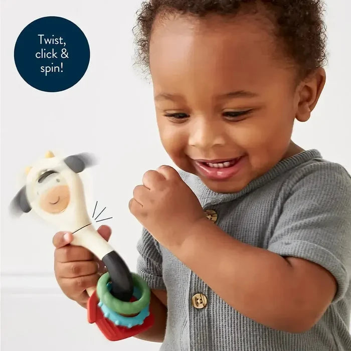 Itzy Ritzy - Itzy Spinner - Cow-Rattles + Teething Toys-Posh Baby