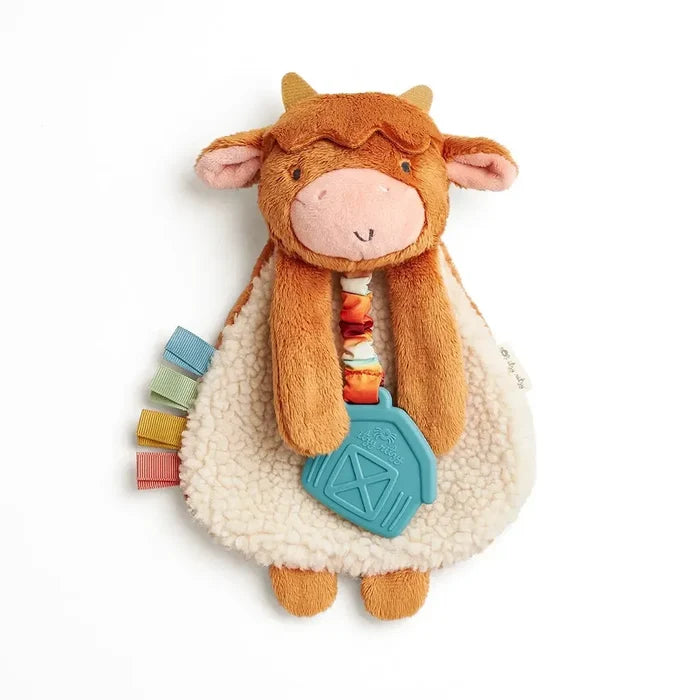 Itzy Ritzy - Lovey Plush & Teether Toy - Highland Cow-Lovey + Security Blankets-Posh Baby